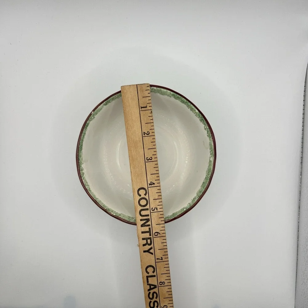 Vintage Macys Hand Painted CELLAR Christmas Log Cabin‎ Cereal BOWL Made in Italy